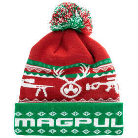 Magpul Industries Ugly Christmas Beanie features a pom-pom ball and a festive design